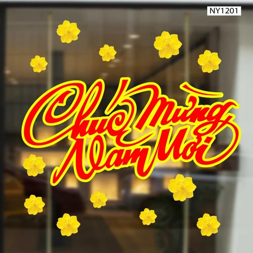 Decal Trang Trí Tết Giáp Thìn Chúc Mừng Năm Mới