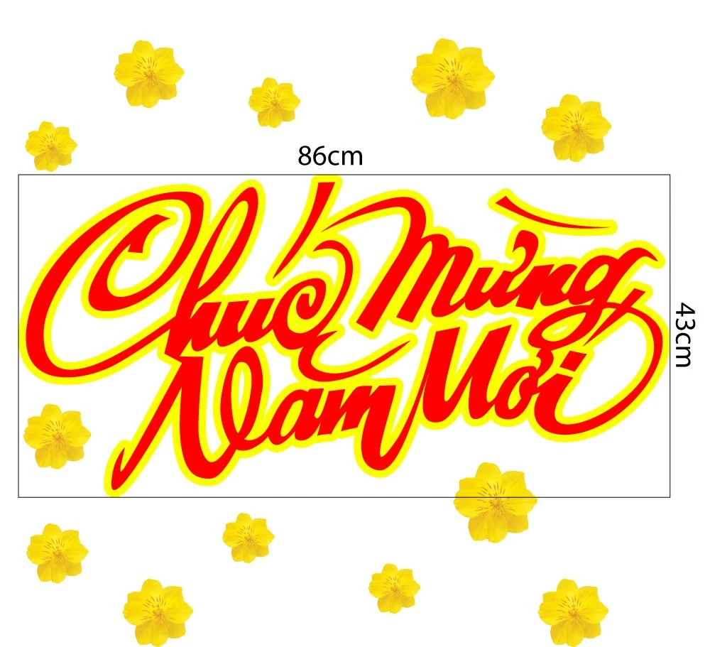 Decal Trang Trí Tết Giáp Thìn Chúc Mừng Năm Mới