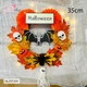 Vòng Treo Cửa Lá Phong Trang Trí Halloween Con Dơi Và Đầu Lâu 35cm Kèm Đèn Led