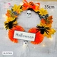 Vòng Treo Cửa Lá Phong Trang Trí Halloween Con Dơi Và Nhện 35cm Kèm Đèn Led