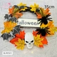 Vòng Treo Cửa Lá Phong Trang Trí Halloween Đầu Lâu Kinh Dị 35cm Kèm Đèn Led
