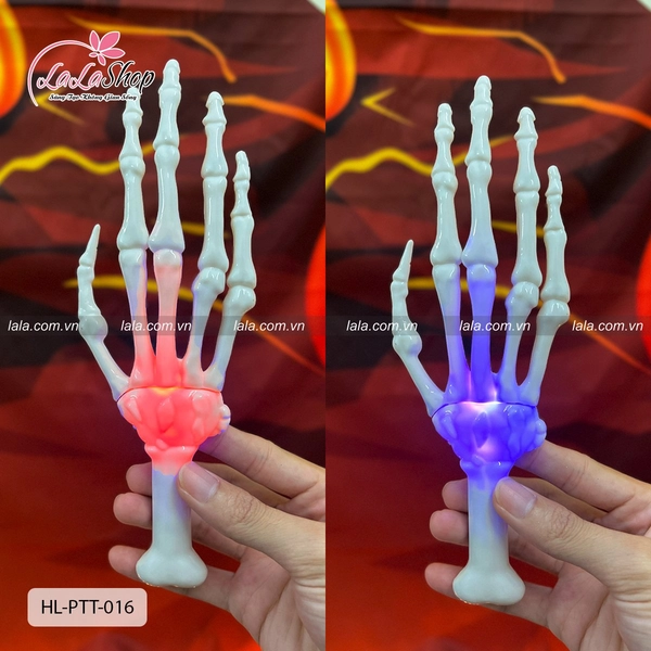 Xương bàn tay trắng toát có đèn Phụ kiện trang trí Halloween 016