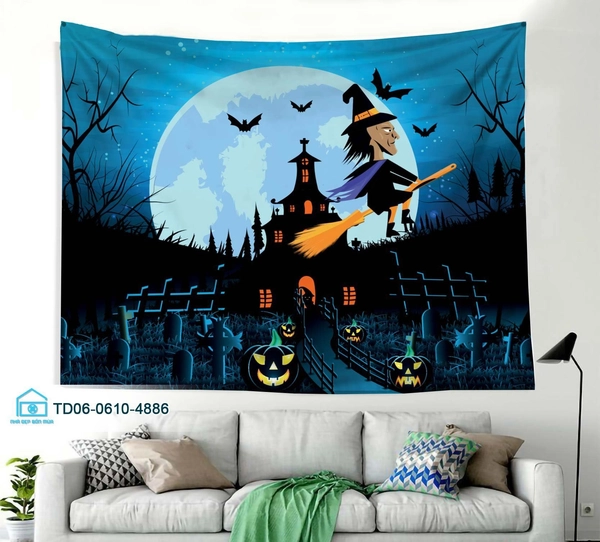 Tranh Vải Halloween Treo Tường Ngôi Nhà Ma Quái