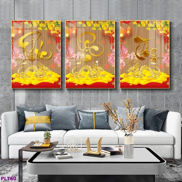 Tranh treo tường phúc lộc thọ decor phòng khách phong thủy tài lộc