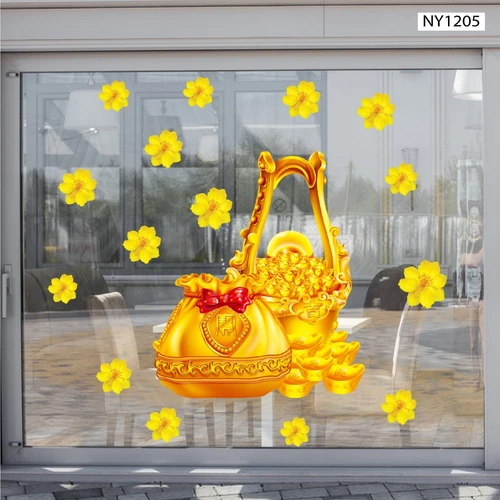 Decal Trang Trí Tết Túi Tiền Vàng Mẫu 3