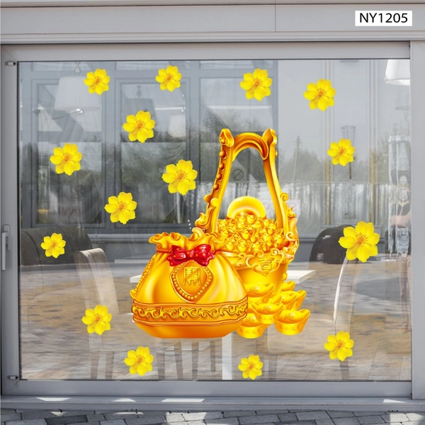 Decal Trang Trí Tết Túi Tiền Vàng Mẫu 3