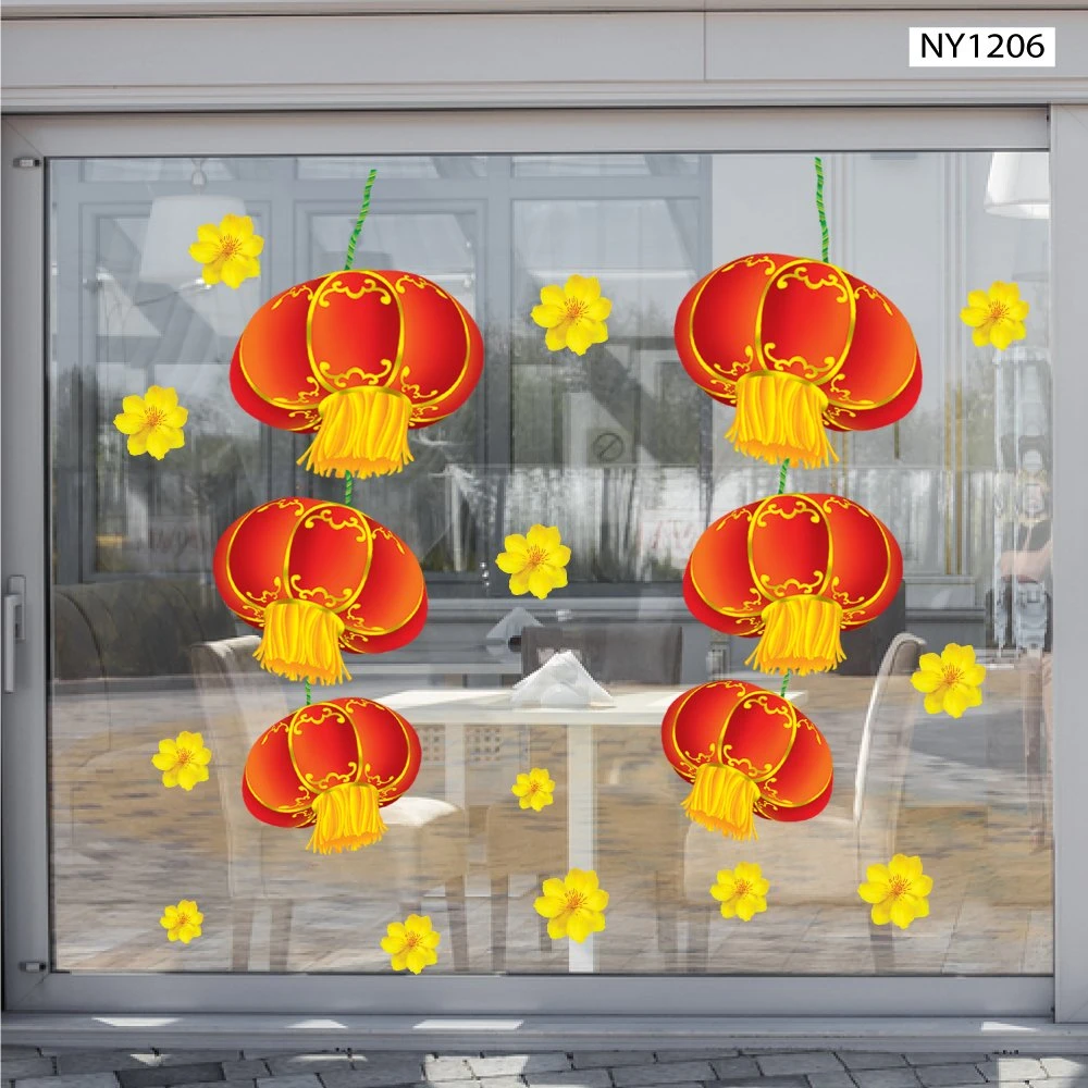 Decal Trang Trí Tết Lồng Đèn Đỏ Đón Xuân Mẫu 2