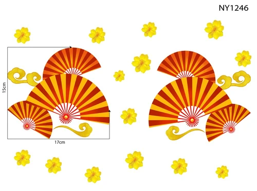 Decal Trang Trí Tết Quạt Như Ý Đỏ