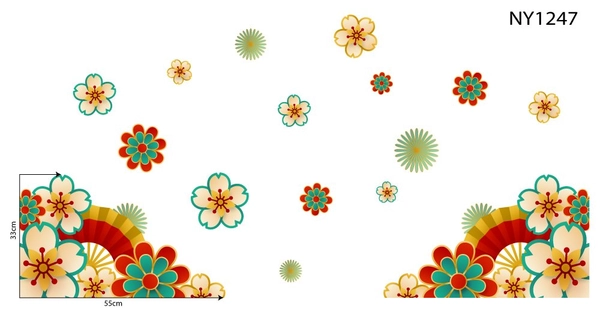 Decal Trang Trí Tết Chân Tường Hoa Khoe Sắc Đón Xuân