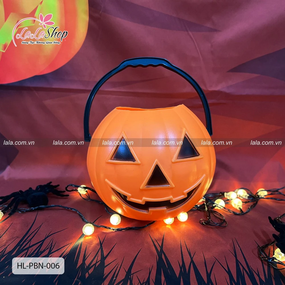 Phụ kiện halloween Giỏ xách đựng kẹo bí ngô kinh dị 20cm
