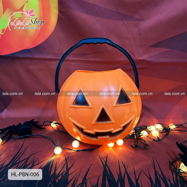 Phụ kiện halloween Giỏ xách đựng kẹo bí ngô kinh dị 20cm