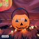 Phụ kiện halloween Giỏ xách đựng kẹo bí ngô kinh dị 20cm