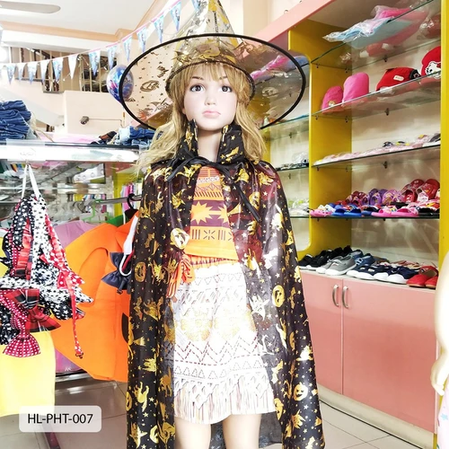 Phụ Kiện Hóa Trang Halloween Áo Choàng Họa Tiết Bí Ngô Và Phủ Thủy