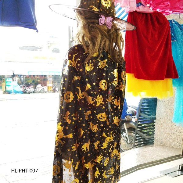 Phụ Kiện Hóa Trang Halloween Áo Choàng Họa Tiết Bí Ngô Và Phủ Thủy không kèm nón