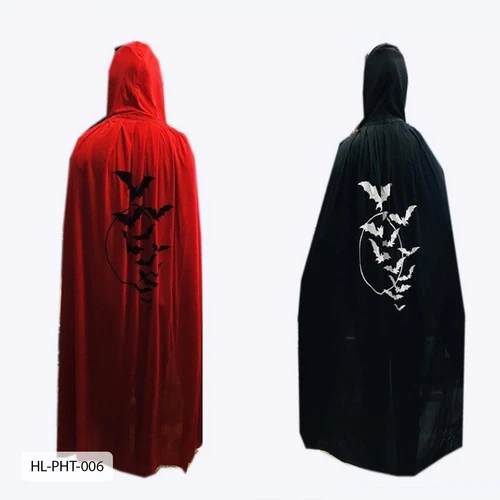 Phụ Kiện Hóa Trang Halloween Áo Choàng Nón dài 2 màu đỏ và đen 120cm