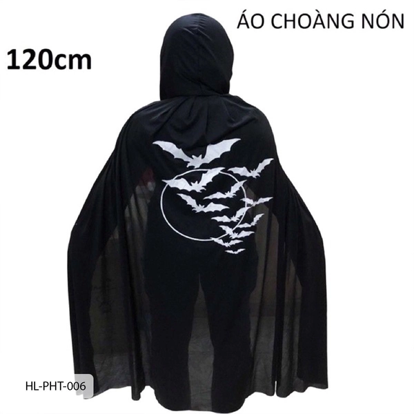 Phụ Kiện Hóa Trang Halloween Áo Choàng Nón dài 2 màu đỏ và đen 120cm