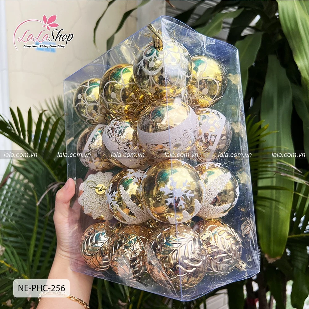 Hộp 24 quả châu 5cm nhiều loại trang trí cây thông noel 256