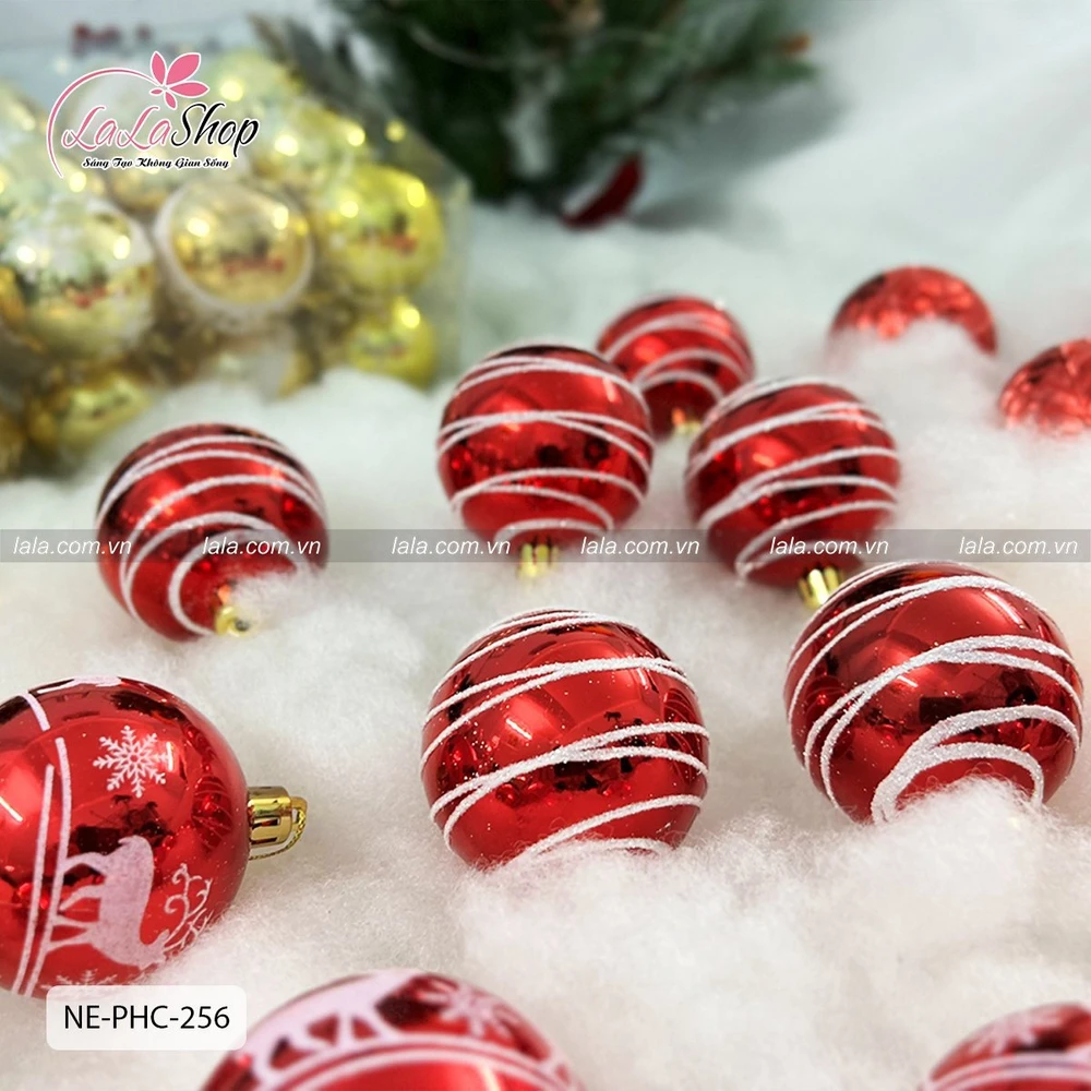 Hộp 24 quả châu 5cm nhiều loại trang trí cây thông noel 256