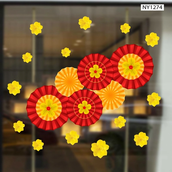 Decal Trang Trí Tết Mẹt Hoa Mai Khoe Sắc