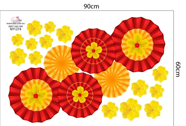 Decal Trang Trí Tết Mẹt Hoa Mai Khoe Sắc