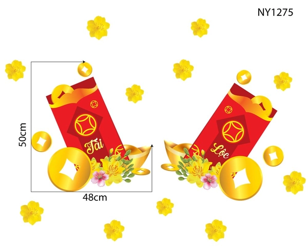 Decal Trang Trí Tết Lì Xì Đỏ Tài Lộc