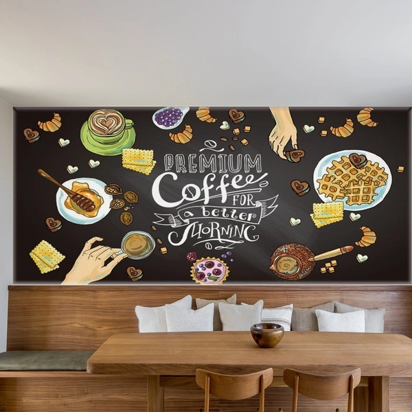 Tranh dán tường miêu tả thức ăn sinh động