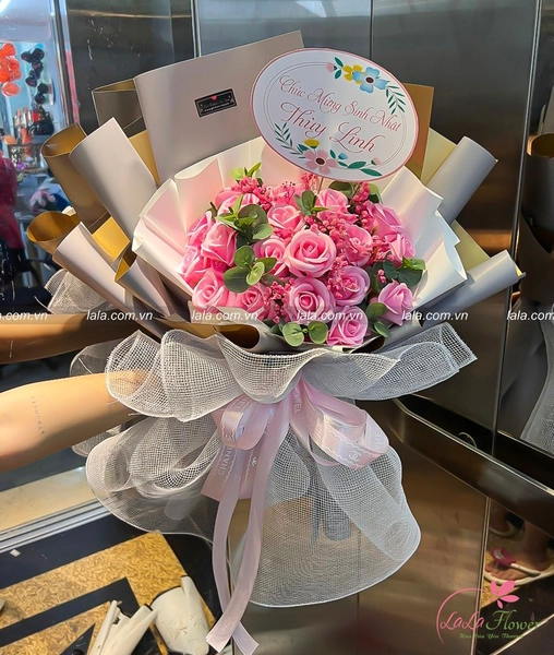 Bó 19 bông hoa hồng sáp 4 lớp cao cấp yêu thương