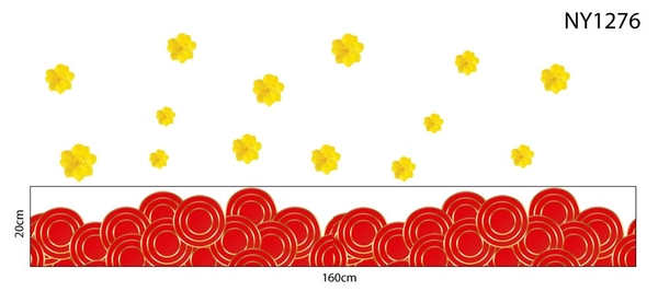 Decal Trang Trí Tết Chân Tường Họa Tiết Đỏ