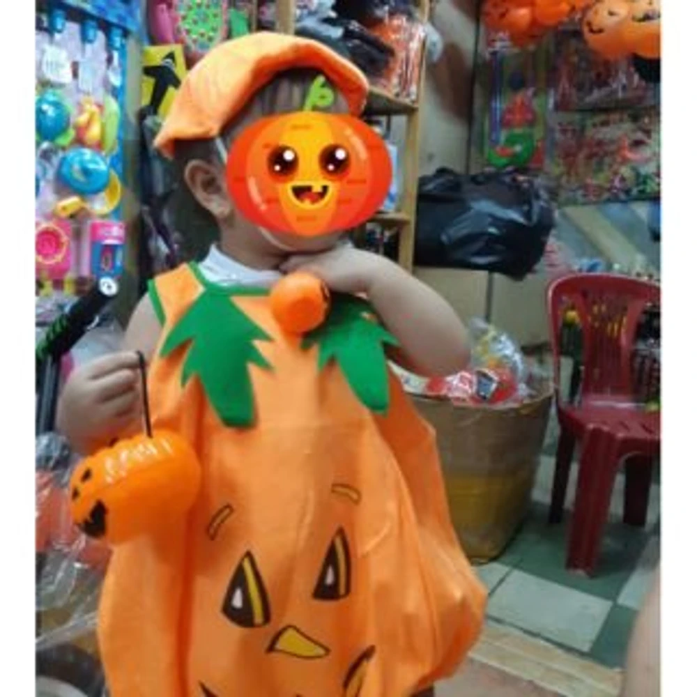 Phụ Kiện Hóa Trang Halloween bộ bí ngô kèm nón vải nhung đáng yêu cho bé