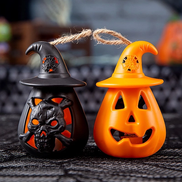 Đèn Bí Ngô 2 mặt có đèn sáng siêu xinh Halloween mẫu 2 (1 chiếc)