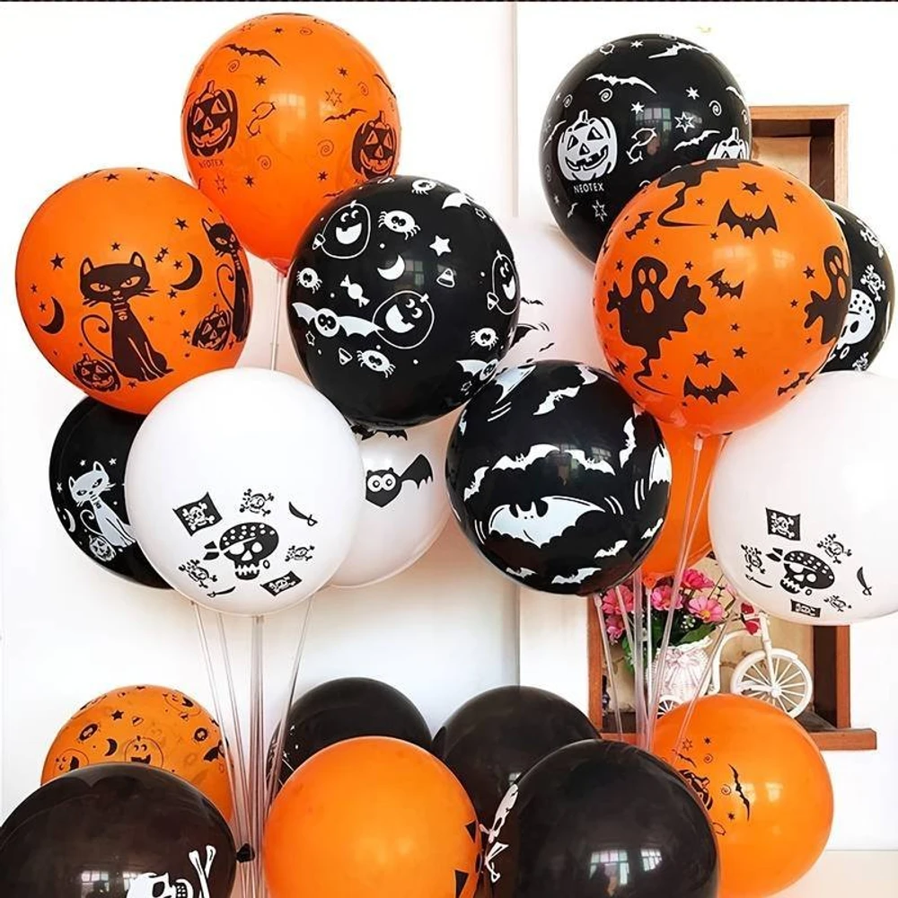 Set 10 Bong Bóng Trang Trí Halloween 3 màu 1 bộ
