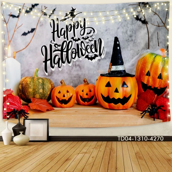 Tranh Vải Halloween Treo Tường Bí Ngô Trang Trí