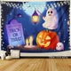 Tranh Vải Halloween Treo Tường Bí Ngô Và Ma Trắng