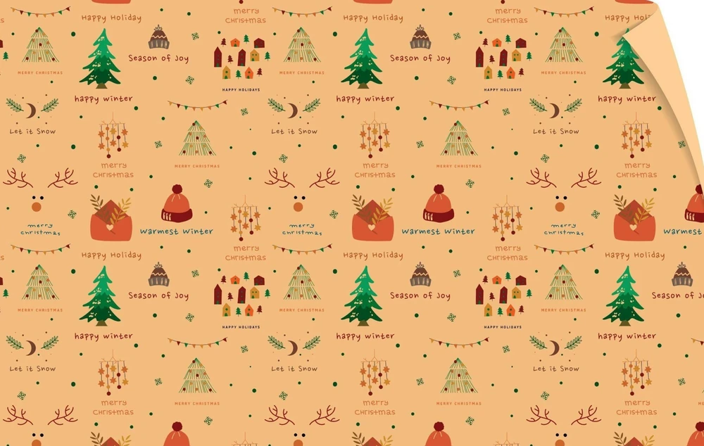 Giấy Gói Quà Họa Tiết Hộp Cây Thông