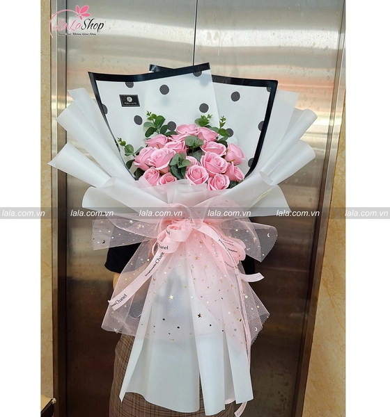 Bó 16 hoa hồng sáp thơm 4 lớp