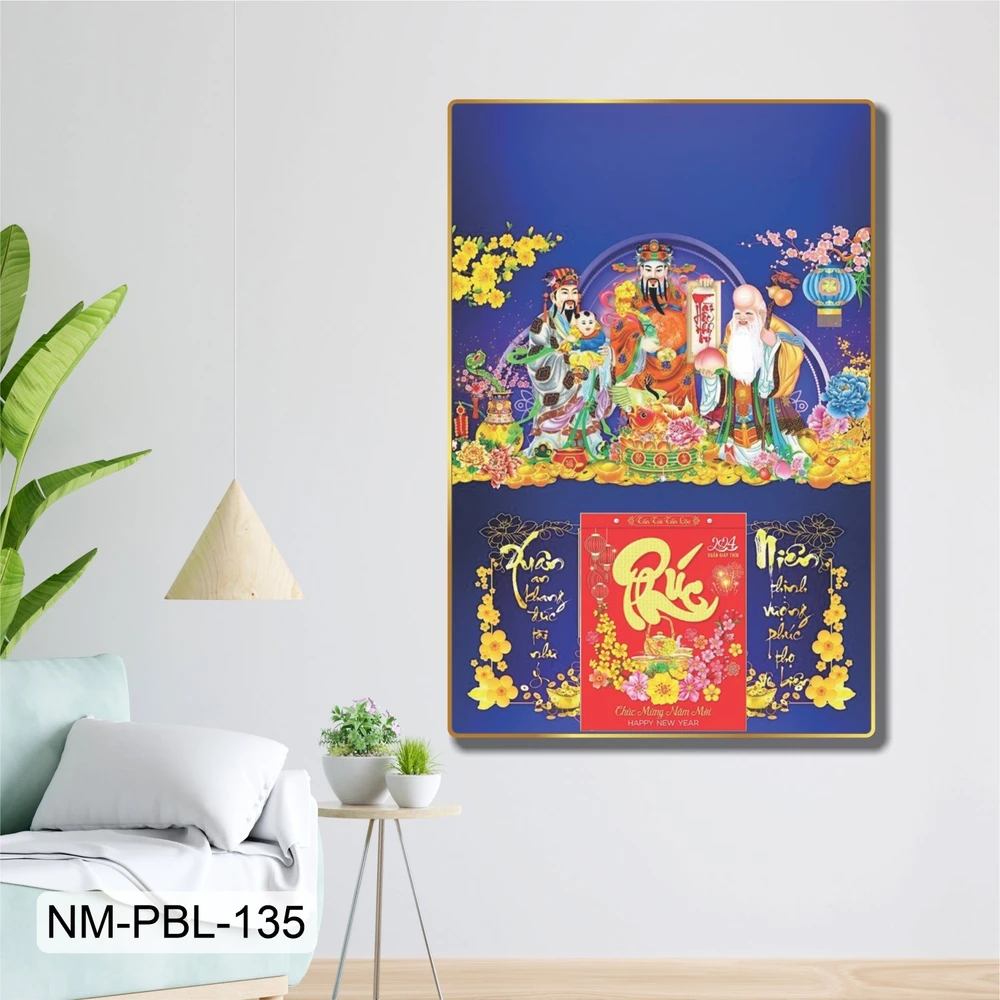 Lịch Tết Tranh Tráng Gương Treo Tường Thần Tài Mẫu 6 2024