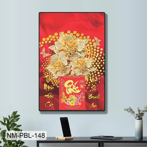 Lịch Tết Tranh Tráng Gương Treo Tường Hoa Trắng Khoe Sắc Rực Rỡ
