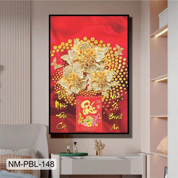 Lịch Tết Tranh Tráng Gương Treo Tường Hoa Trắng Khoe Sắc Rực Rỡ