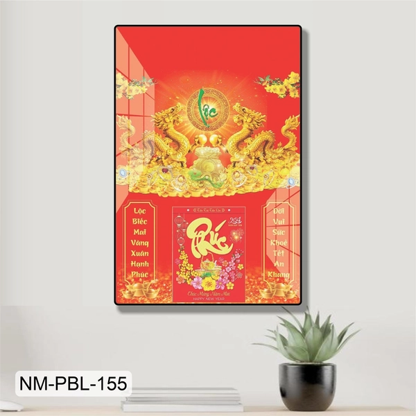 Lịch Tết Tranh Tráng Gương Treo Tường Rồng Vàng Mẫu 1 2025