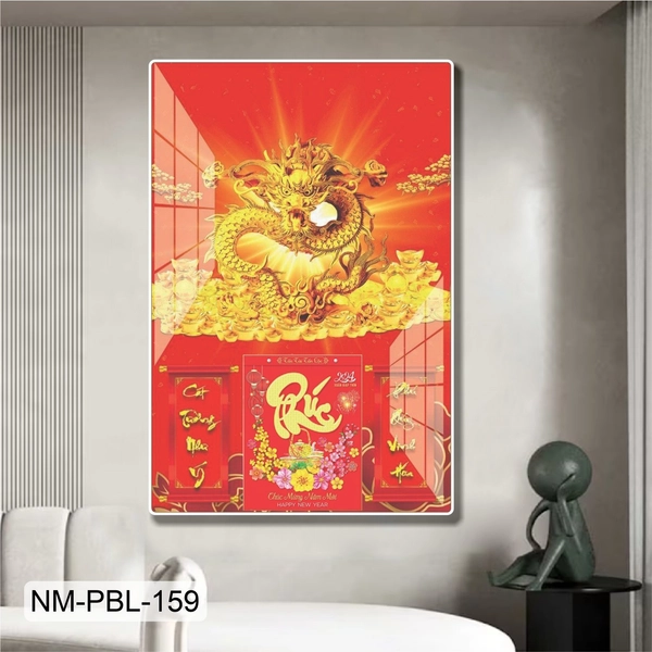 Lịch Tết Tranh Tráng Gương Treo Tường Rồng Vàng Mẫu 3