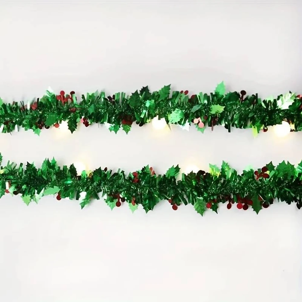 Dây đuôi chồn kim tuyến xanh lá trang trí cây thông noel