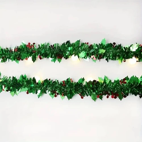 Dây đuôi chồn kim tuyến xanh lá trang trí cây thông noel