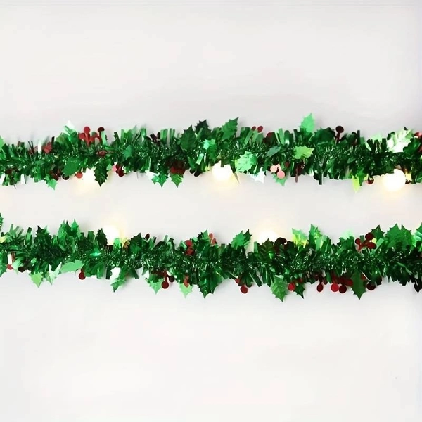 Dây đuôi chồn kim tuyến xanh lá trang trí cây thông noel