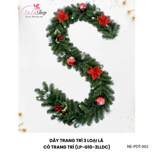 Dây thông 3 loại lá có trang trí dài 2,7m