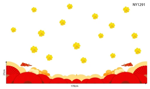 Decal Trang Trí Tết Chân Tường Họa Tiết Đỏ Mẫu 3
