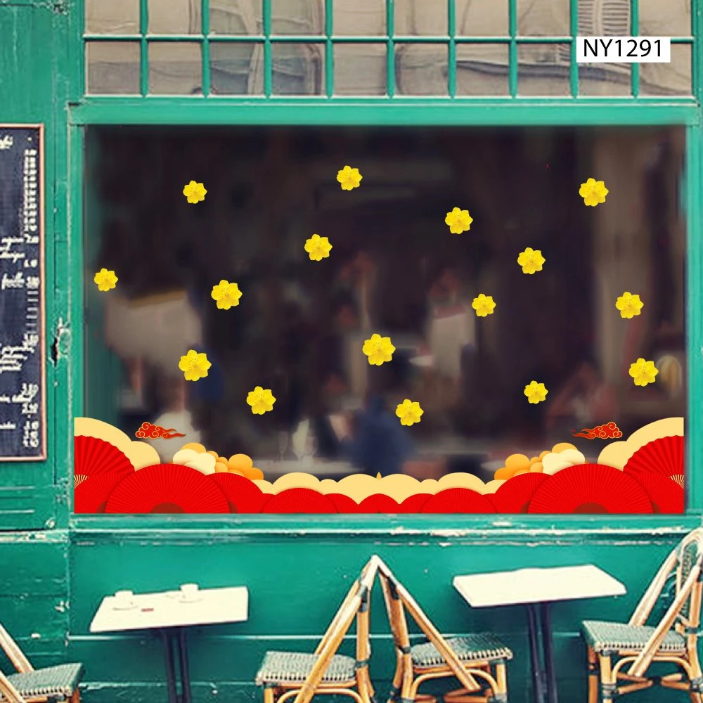 Decal Trang Trí Tết Chân Tường Họa Tiết Đỏ Mẫu 3