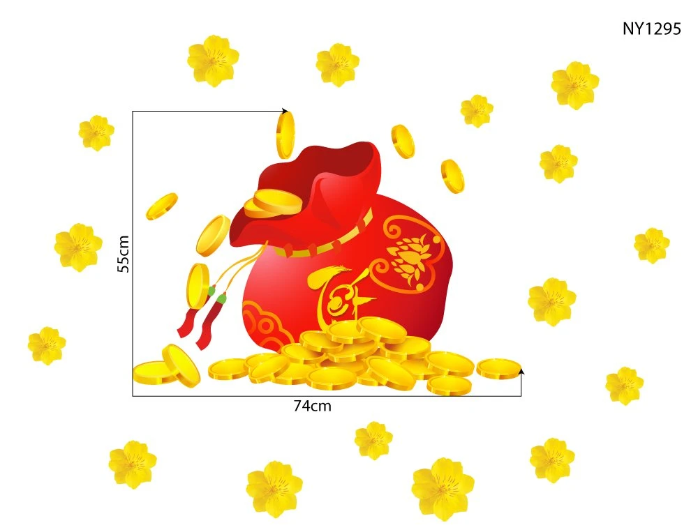 Decal Trang Trí Tết Túi Tiền Phát Tài Phát Lộc Mẫu 2