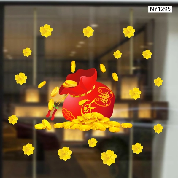 Decal Trang Trí Tết Túi Tiền Phát Tài Phát Lộc Mẫu 2