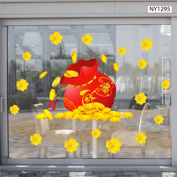 Decal Trang Trí Tết Túi Tiền Phát Tài Phát Lộc Mẫu 2