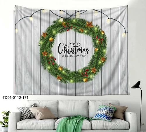 Tranh Vải Treo Tường Trang Trí Noel Vòng Nguyệt Quế Mẫu 7